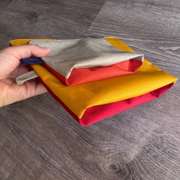 Handmade Water-Repellent Nylon Vacation Colorblock Go Pouch Solid Colored Set - Picture 3 of 16